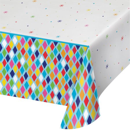 CREATIVE CONVERTING Bright Birthday Plastic Tablecloth, 102"x54", 6PK 340215